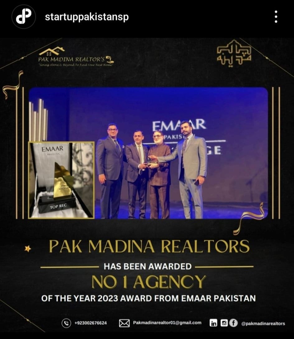 Emaar Award 2023 Given to Pak Madina Realtors